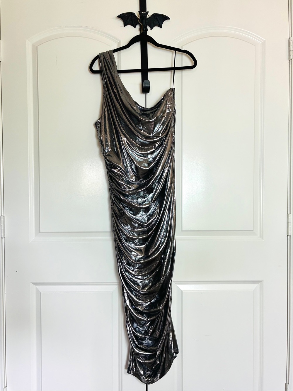 Fashion Nova Silver Metallic One-Shoulder Dress NWT 2X - Picture 3 of 16